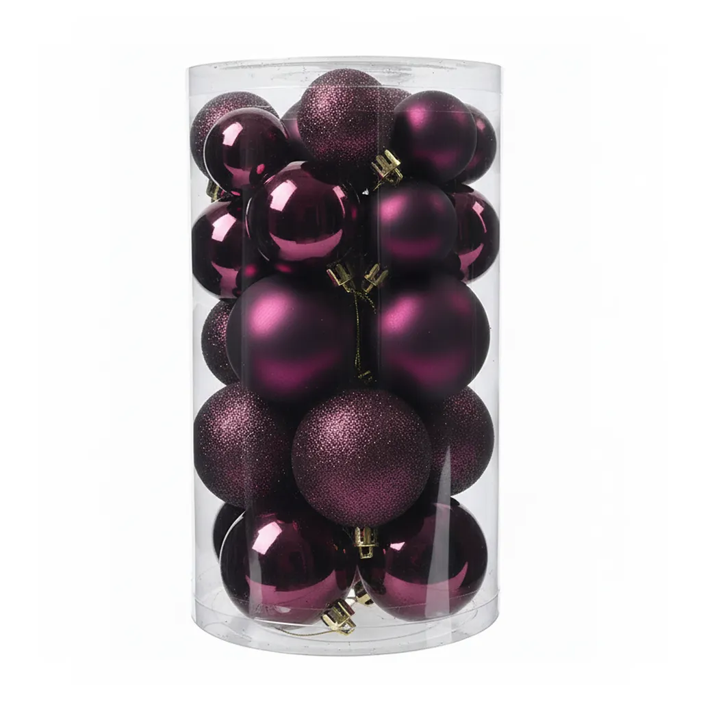 Lot de 30 Boules de Noël Mauve (Incassable)