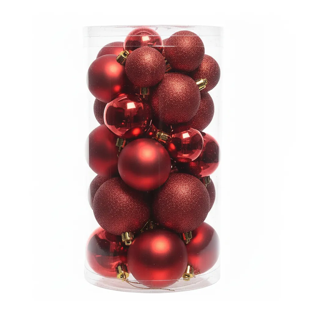 Lot de 30 Boules de Noël Rouge (Incassable)